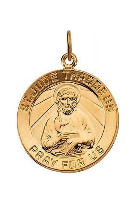Yellow Gold Saint Jude Thaddeus Round Charm - over 2/3 Inch X over 2/3 Inch - 14K Yellow Gold