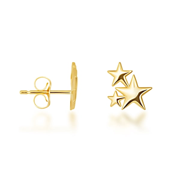 Yellow Gold Star Cluster Stud Earrings (14K)