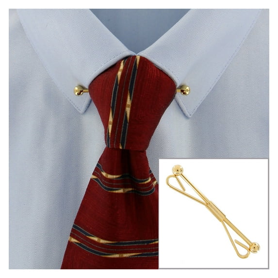 Yellow Gold Tone Collar Bar Clip 2 1/4" Ball End Mens Adult Male