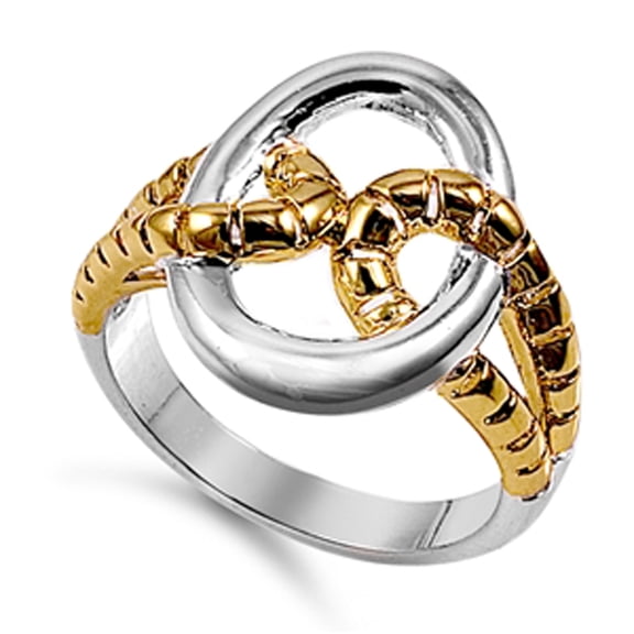 Yellow Gold-Tone Infinity Rope Loop Ring 925 Sterling Silver Band Jewelry Female Male Unisex Size 8