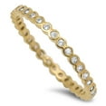thumbnail image 1 of Yellow Gold- Tone Plated Rounded Stackable Eternity Cubic Zirconia Ring Sterling Silver 925, 1 of 3