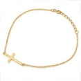 thumbnail image 1 of Yellow Gold-Tone Plated Sideway Cross 7" + 1 Extension Charm Bracelet Sterling Silver, 1 of 2