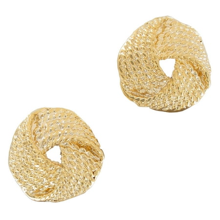 Yellow Gold Tone Rope Style Textured Nautical Sailors Knot 3/4" Stud Pierced Earrings Ladies Adult Female Women