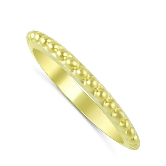 Yellow Gold Tone Sterling Silver Stackable Bead Eternity Ring for Women and Teens - Size 4