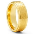 thumbnail image 1 of Yellow Gold Tungsten Ring,8mm Wedding Ring,Anniversary Ring,Engagement Ring,Hammered Wedding Ring,Tungsten Carbide, 1 of 4