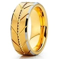 thumbnail image 1 of Yellow Gold Tungsten Wedding Band 18k Yellow Gold Plating Tungsten Carbide Ring Men & Women Unique Comfort Fit Ring, 1 of 3