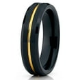 thumbnail image 1 of Yellow Gold Tungsten Wedding Band 6mm Black Tungsten Ring Men & Women Tungsten Carbide Ring Anniversary Band Comfort Fit Ring, 1 of 3