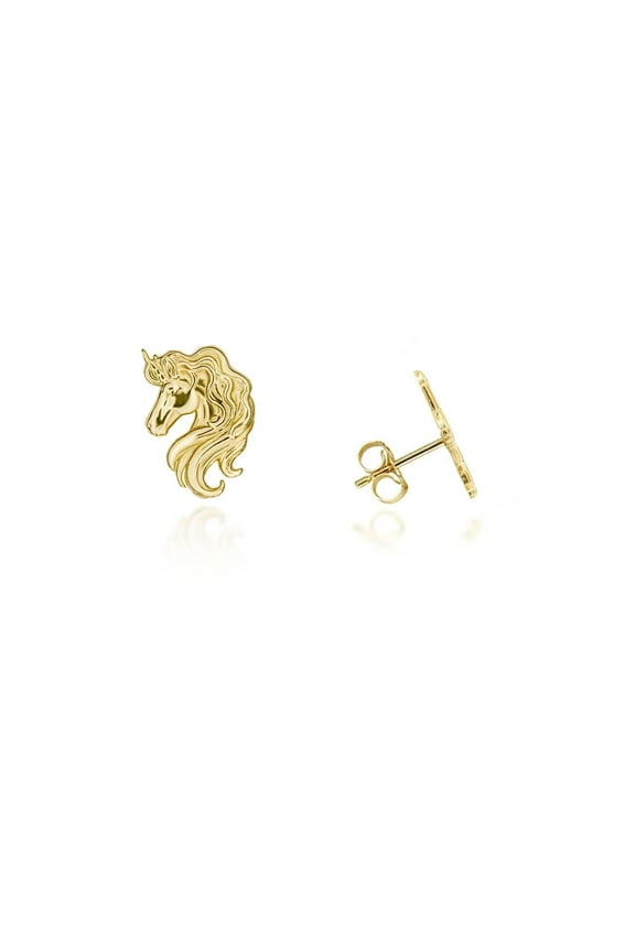Yellow Gold Unicorn Stud Earrings (10K)