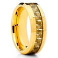 thumbnail image 1 of Yellow Gold Wedding Ring - Carbon Fiber Wedding Band - Tungsten Wedding Ring - Band, 1 of 4