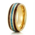 thumbnail image 1 of Yellow Gold Wedding Ring,Koa Wood Tungsten Ring,Tungsten Wedding Band,Anniversary Ring,Turquoise Wedding Band,Dome Ring, 1 of 3