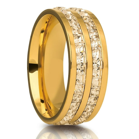 Yellow Gold Wedding Ring,Titanium Wedding Ring,CZ Wedding Ring,Ladies Wedding Ring,Eternity Ring