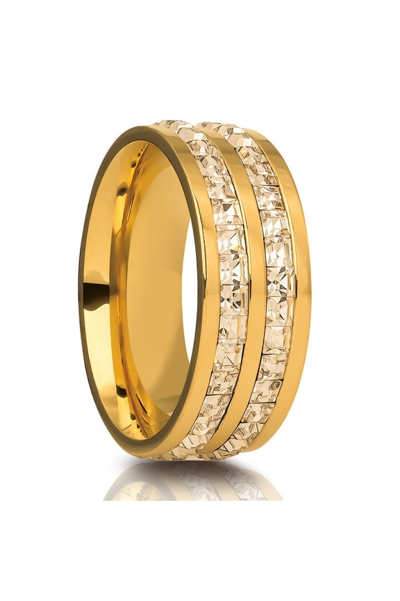 Yellow Gold Wedding Ring,Titanium Wedding Ring,CZ Wedding Ring,Ladies Wedding Ring,Eternity Ring