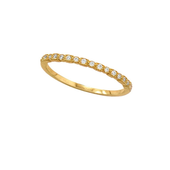 Yellow Gold-plated Sterling Silver Stackable Band Ring with Cubic Zirconia