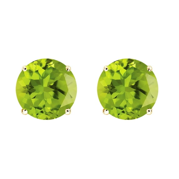 Yellow Gold with Natural Peridot Stud Earrring