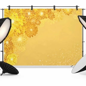 Yellow Golden Floral Backdrop for Photoshoot,Photography Photo Studio Background Wall Backdrop,Spring Summer Shiny Flowers Back Drop Banner Panel for Portraits Wedding Live Streaming Decor 7x5Ft