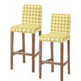 thumbnail image 1 of Yellow Gradient Bar Stool Covers Set of 2, Farm Plaid Buffalo Checkered Gingham Stretch Washable Bar Chair Covers with Backs, Removable Pub Counter Height Chair Cover for Kitchen Dining Room Cafe, 1 of 7