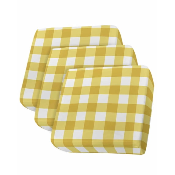 Yellow Gradient Couch Cushion Covers Stretch, Washable Sofa Seat Covers Individual Seat Cushion Sofa Slipcovers Farm Plaid Buffalo Checkered Gingham Couch Cover Furniture Protector S-3PCS