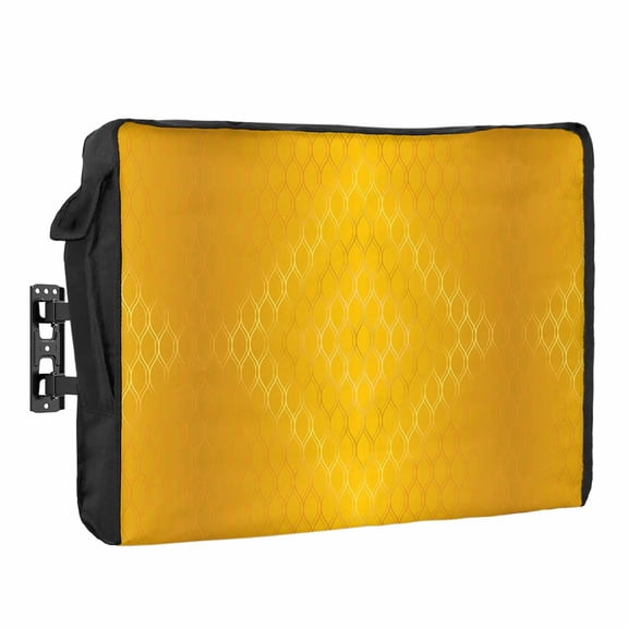 Yellow Gradient Outdoor TV Cover 40 to 43 inch Weatherproof Waterproof, Simple Line Modern TV Enclosures with Remote Control Pocket Flat Screen Protector for Outside