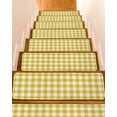 thumbnail image 1 of Yellow Gradient Stair Treads for Wooden Steps Indoor Runner Rug Carpet, Farm Plaid Buffalo Checkered Gingham 4 Pieces Peel and Stick Staircase Step Treads Covers Washable Throw Door Mats, 30"x8", 1 of 6