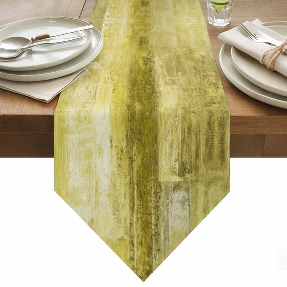Yellow Gradient Table Runner 36 Inches Long Modern Abstract Oil Painting Minimalist Table Runners for Dining Room Tabletop Dresser Scarf Home Party Banquet Wedding Holiday Decoration