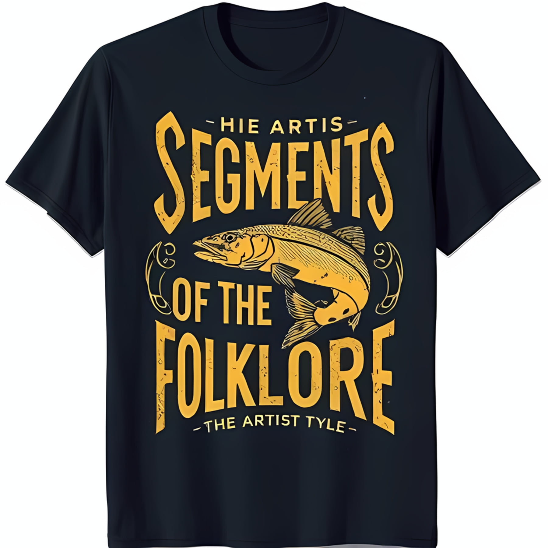 Yellow Graphic Fish TShirt 'Segments of the Folklore' Design