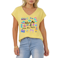 thumbnail image 1 of Yellow Graphic Tees S-5XL V Neck 90s Nostalgia Print Tshirt Tops, 1 of 6