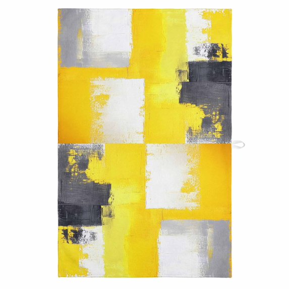 Yellow Gray 1 Pack Kitchen Towel, Water Absorbent Dish Towel, Oil Painting Abstract Modern Geometric Decorative Hand Towels - Quick Drying Cloth for Cooking Baking, 18x28 Inch