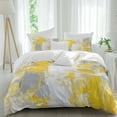 thumbnail image 1 of Yellow Gray Abstract 4 Piece Duvet Cover Set Queen Size Graffiti Brush Soft Bedding Set Comforter Cover, 1 Duvet Cover 1 Flat Sheets and 2 Pillowcases, 1 of 9