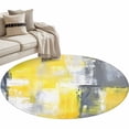 thumbnail image 1 of Yellow Gray Abstract Round Area&nbsp;Rug 3ft Watercolor Graffiti Non-Slip&nbsp;Washable Circle Rugs Soft Felt Indoor Floor Mat for Bedroom Kitchen Living Room Bathroom, 1 of 9