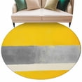 thumbnail image 1 of Yellow Gray Abstract Round Area&nbsp;Rug 8ft Geometric Non-Slip&nbsp;Washable Circle Rugs Soft Felt Indoor Floor Mat for Bedroom Kitchen Living Room Bathroom, 1 of 9