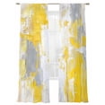 thumbnail image 1 of Yellow Gray Abstract Sheer Curtains for Living Room Bedroom, Light-filtering Sheer Curtain, Graffiti Brush Rod Pocket Voile Window Treatment Drapes, 52’’Wx96’’L, 2 Panels Set, 1 of 7