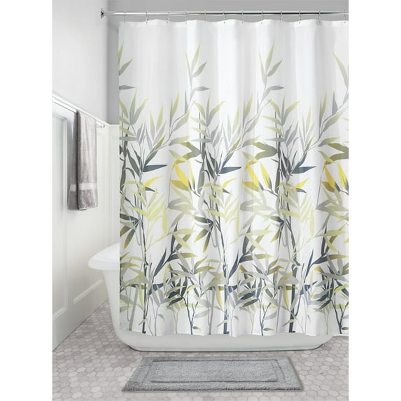 Yellow/Gray Anzu Fabric Shower Curtain, Standard 72" x 72", iDesign