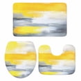 thumbnail image 1 of Yellow Gray Bath Mat 3 Piece Bathroom Rug Set, Contemporary Oil Painted Abstract Modern Non Slip Bath Rug Contour Mat and Toilet Lid Cover, Absorbent Shower Mats Soft Bath Rugs and Mats Sets, 1 of 8