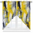 thumbnail image 1 of Yellow Gray Brush Swag Curtain Valance for Windows, Abstract Graffiti Window Treatments Short Swag Topper for Kitchen Windows Bathroom Bedroom, 36"x36", 1 of 8