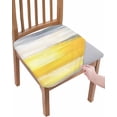 thumbnail image 1 of Yellow Gray Chair Seat Covers for Dining Room Stretch Chair Seat Covers Set of 2, Modern Abstract Oil Painted Art Chair Seat Protector Cushion Slipcovers for Kitchen Restaurant Office, 1 of 6