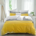 thumbnail image 1 of Yellow Gray Duvet Cover Set Twin Size, Geometric Color Block 4 Piece Soft Microfiber Bedding Set with 1 Duvet Cover, 1 Flat Sheet, 2 Pillowcases, 1 of 9