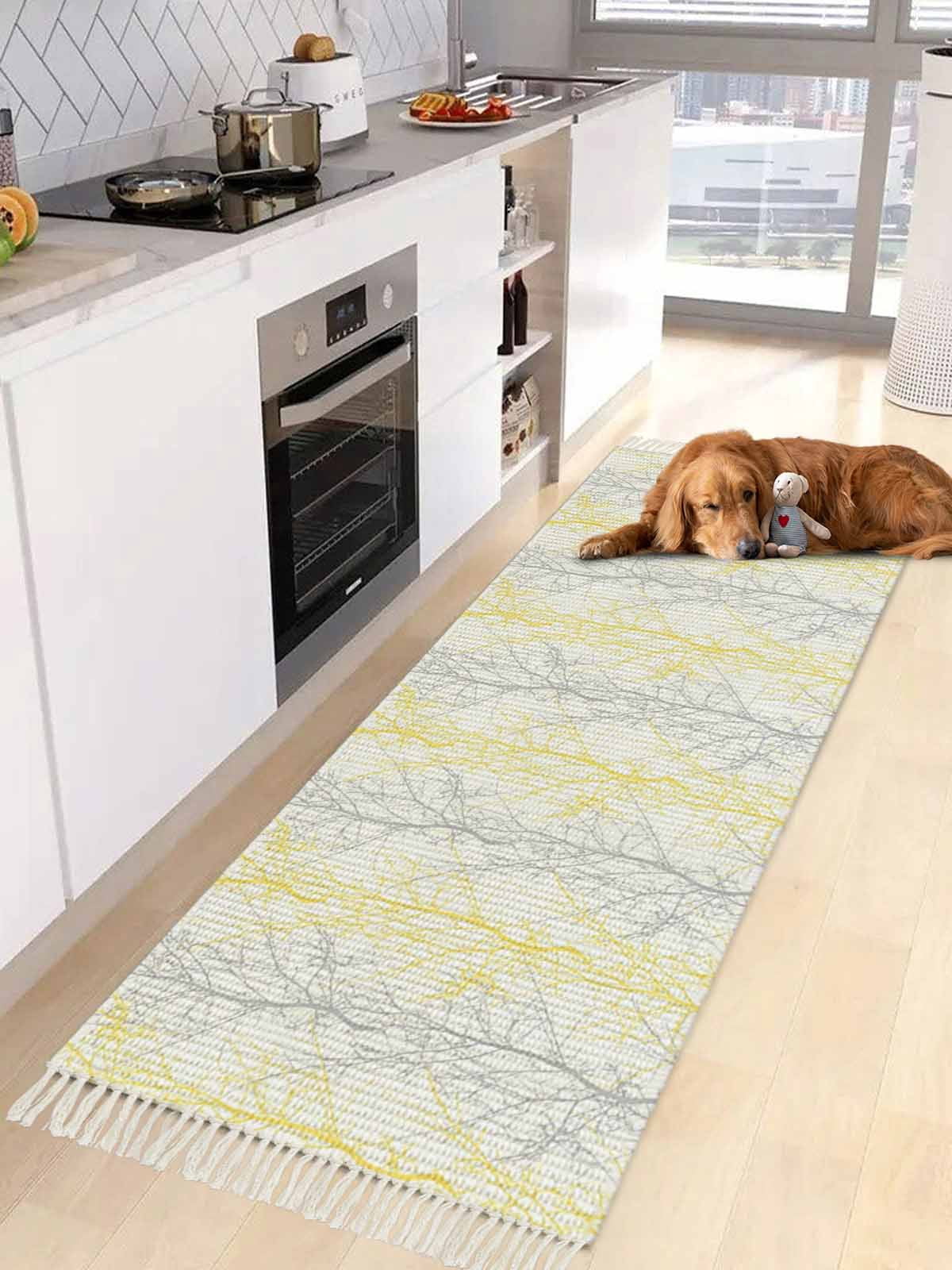 Yellow Gray Entryway Runner Rug 2x4ft,Pastoral Botanical Branch ...