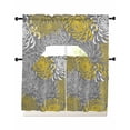 thumbnail image 1 of Yellow Gray Floral Swag Curtains for Living Room/Bedroom Windows, Farmhouse Retro Abstract Flowers Art Kitchen Curtains and Valances Set 36 Inch Length, Light Filtering Swags Valance Curtain Panels, 1 of 5