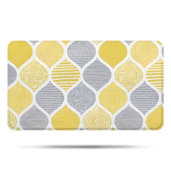 Yellow and Gray Geometric Quatrefoil Pattern Bathroom Rugs Mat,Non Slip Microfiber Bathroom Rug,Rubber Backing,Soft Bathroom Mats for Bathroom Floor,Tub and Shower,17x30in(43x75cm)