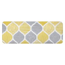 Yellow and Gray Geometric Quatrefoil Pattern Kitchen Rug Mat,Kitchen Runner Rugs Non Skid Washable,Decorative Kitchen Floor Mats for Kitchen,Sink,Laundry,17"x47.2"