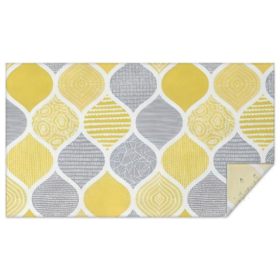 Yellow and Gray Geometric Quatrefoil Pattern Rectangle Tablecloth 60"x102",Waterproof Polyester Rectangle Table Cloth, Wipeable Spillproof Polyester Tablecloth for Dining, Camping, Indoor and Outdoor