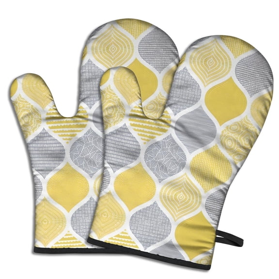 Yellow and Gray Geometric Quatrefoil Pattern Shower Curtain OneSize ,Bathroom Decorative Shower Curtains Set with 12 Hooks,Modern Waterproof Washable Shower Curtain