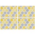 thumbnail image 1 of Yellow and Gray Geometric Quatrefoil Pattern Summer Placemats Table Placemats Set Of 4-Linen Kitchen Washable Placemats Table Mats 11.8"x17.7" Non-Slip Heat Resistant, 1 of 6