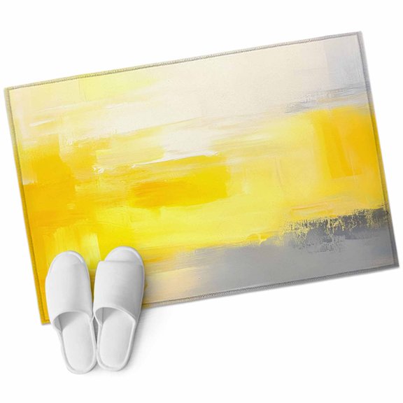 Yellow Gray Large Area Rugs for Bedroom Living Room, Soft Non Slip Carpet Bedside Rug, White Modern Oil Painted Abstract Rectangular Floor Cover Kitchen Accent Rug 2'x3' for Dining Room/Office
