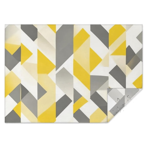 Yellow and Gray Modern Art Geometric Rectangle Tablecloth 60"x84",Waterproof Polyester Rectangle Table Cloth, Wipeable Spillproof Polyester Tablecloth for Dining, Camping, Indoor and Outdoor