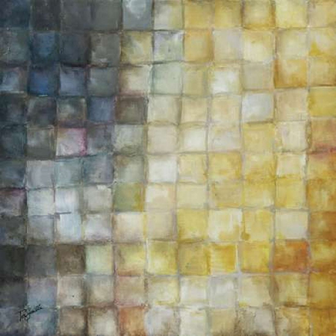 Yellow Gray Mosaics I Canvas Art - Tre Sorelle Studios (24 x 24)