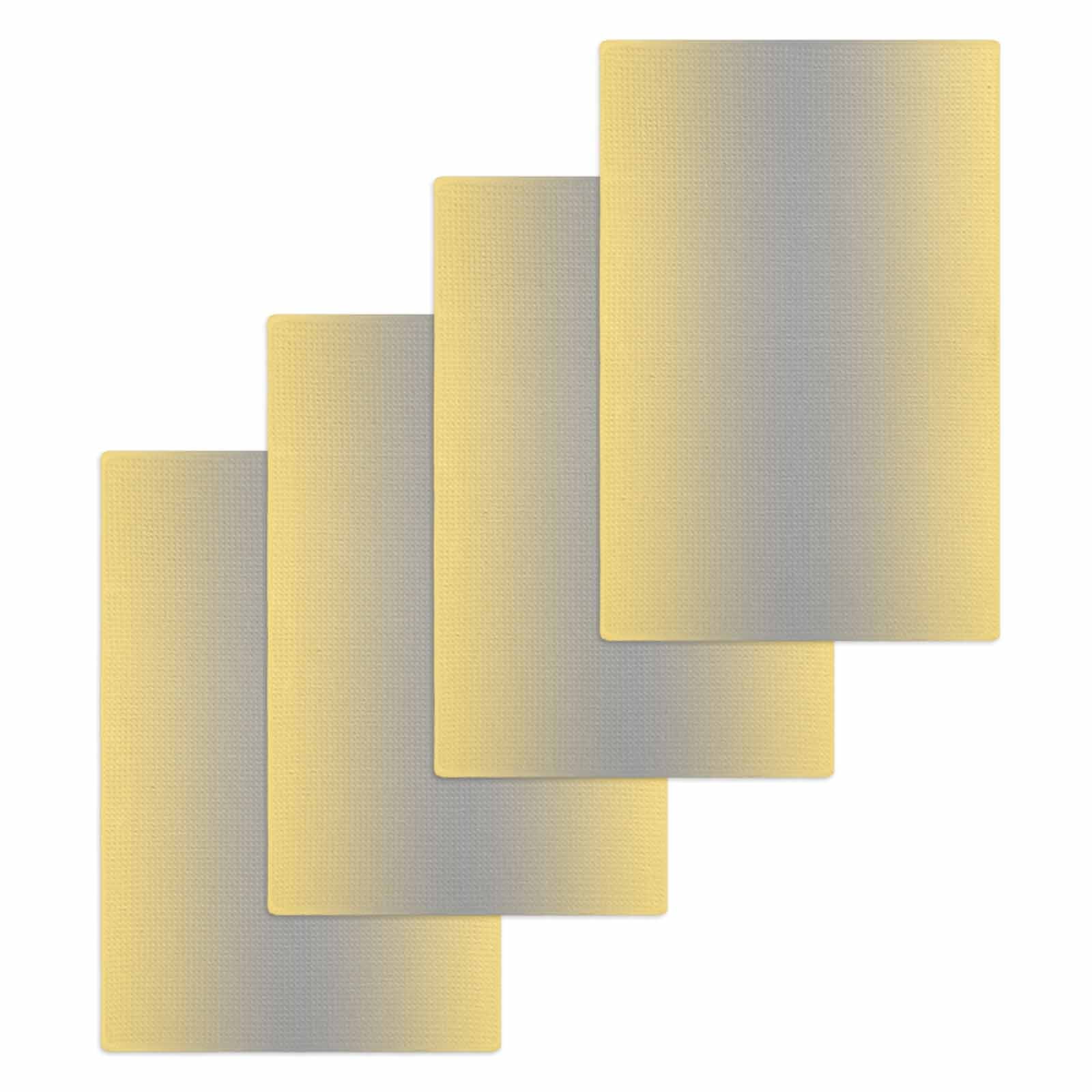 Yellow Gray Ombre Kitchen Dish Towels for Drying Dishes Set of 4, Modern Gradient Abstract Art Waffle Weave Microfiber Hand Tea Bathroom Towels Quick Dry & Absorbent Towel 15.7x23.6