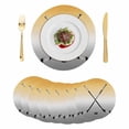 thumbnail image 1 of Yellow Gray Ombre Round 13 Inch Placemats Set of 8, Black Hockey Sticks Minimalist Style HeatResistant Non Slip Place Mats for Dining Table, Wipeable Braided Kitchen Table Mats for Housewarming, 1 of 9