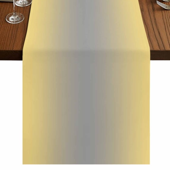 Yellow Gray Ombre Table Runner 108 Inches Long,Modern Gradient Abstract Art Cotton Linen Table Runners Dresser Scarves,Decorative Fabric Tabletop Scarf Furniture Cover for Home Dinner Party 13"x108"