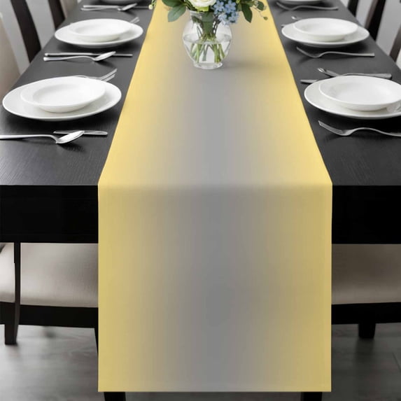 Yellow Gray Ombre Table Runner 72 Inches Long, Modern Gradient Abstract Art Kitchen Coffee Dining Table Decoration for Home Party Birthday Wedding Home Decor 16x72 Inches